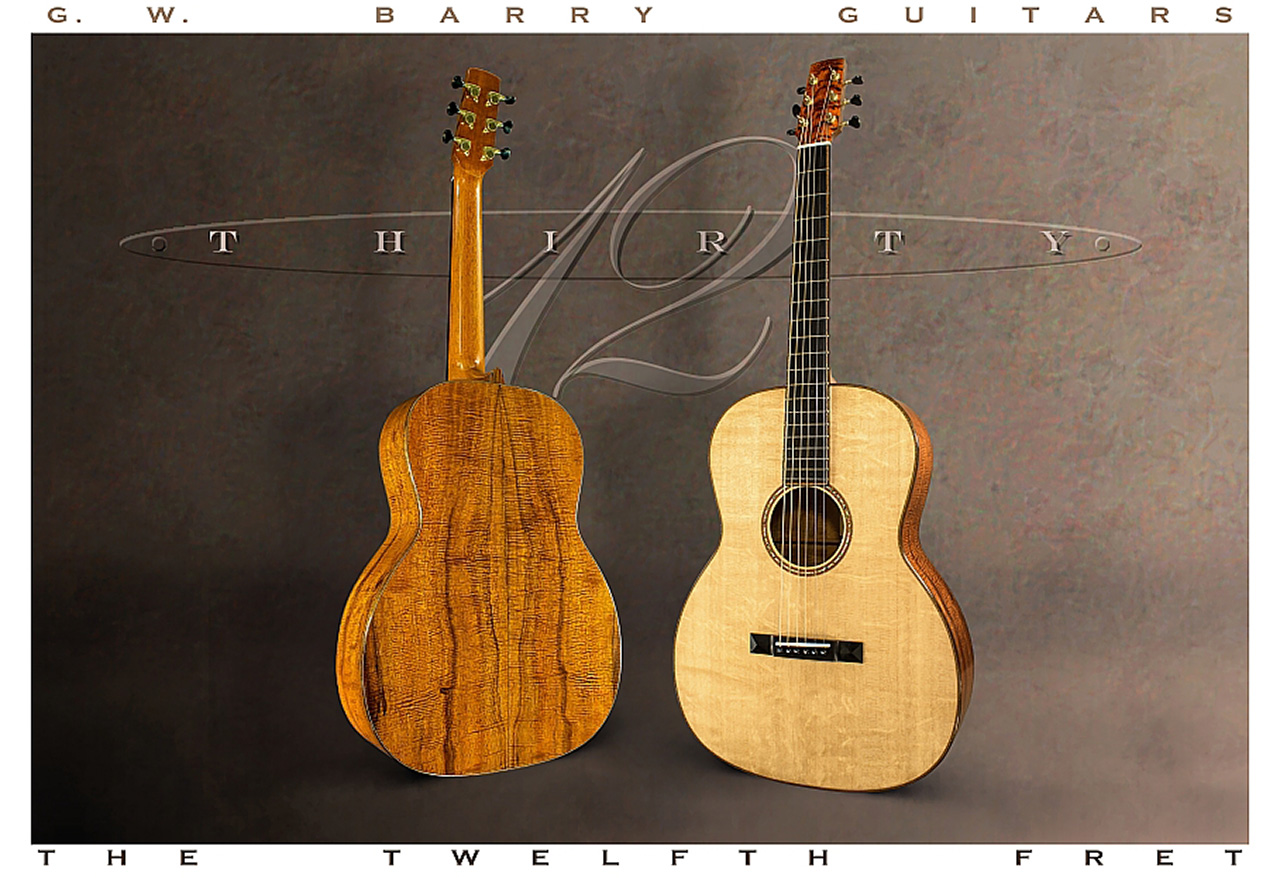 G W Barry 30-12 Koa 000+ Steel String Guitar 2016 Front and Back