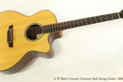 G W Barry Concert Cutaway Steel String Guitar, 2000  Full Front View