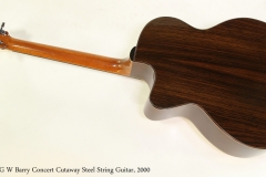 G W Barry Concert Cutaway Steel String Guitar, 2000  Full Rear View