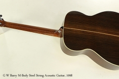 G W Barry M-Body Steel String Acoustic Guitar, 1998  Full Rear View