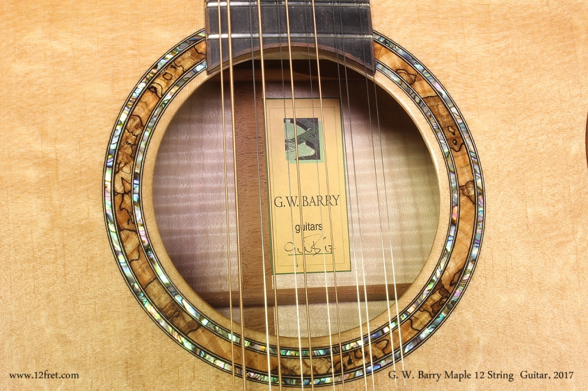 G. W. Barry Maple 12 String Guitar, 2017 Label View