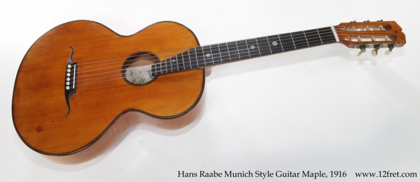 Hans Raabe Munich Style Guitar Maple, 1916 Full Rear View