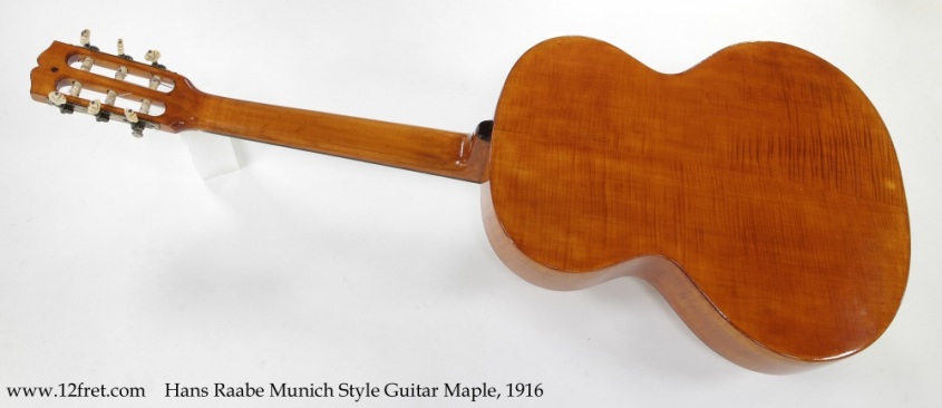 Hans Raabe Munich Style Guitar Maple, 1916 Full Front View