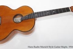 Hans Raabe Munich Style Guitar Maple, 1916 Full Rear View