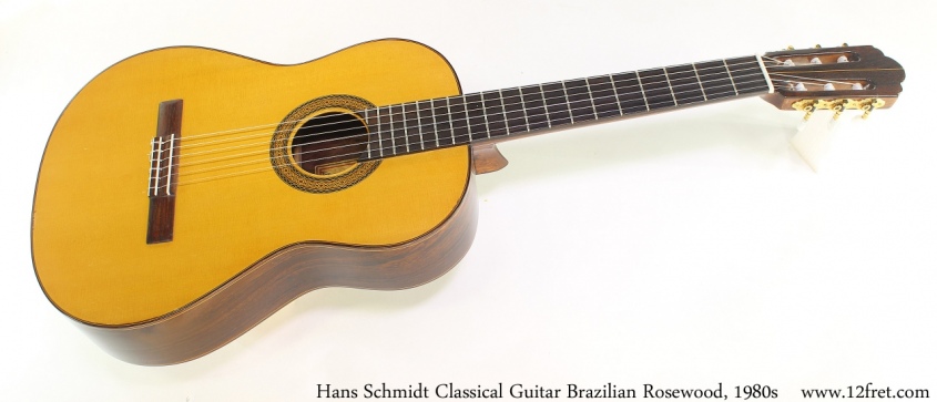 Hans Schmidt Classical Guitar Brazilian Rosewood, 1980s Full Front View