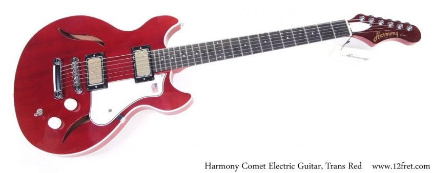 Harmony Comet Electric Guitar, Trans Red Full Rear View