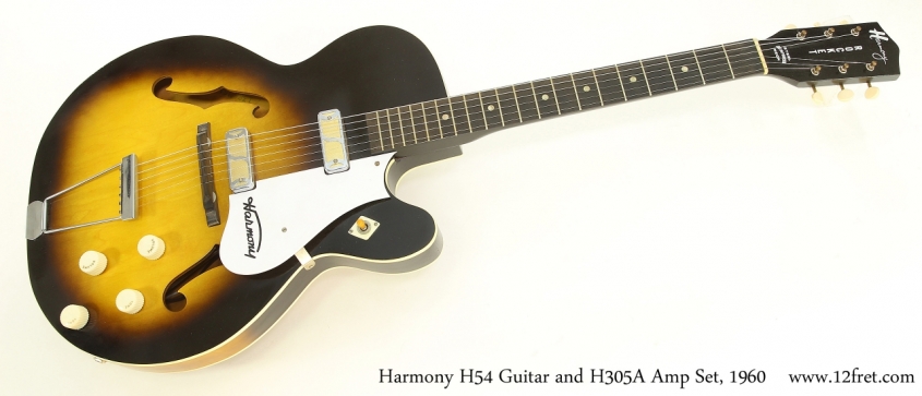 Harmony H54 Guitar Sunburst, 1960  Full Front View