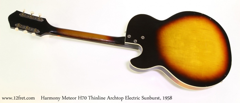 Harmony Meteor H70 Thinline Archtop Electric Sunburst, 1958 Full Rear View