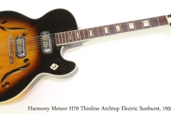 Harmony Meteor H70 Thinline Archtop Electric Sunburst, 1958 Full Front View