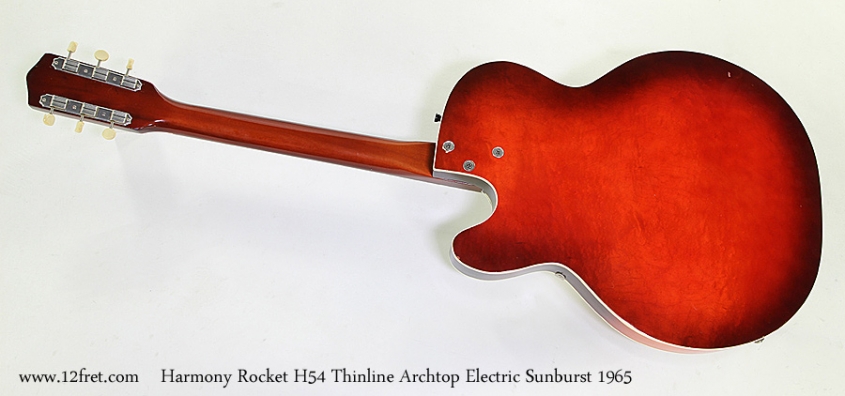 Harmony Rocket H54 Thinline Archtop Electric Sunburst 1965 Full Rear View