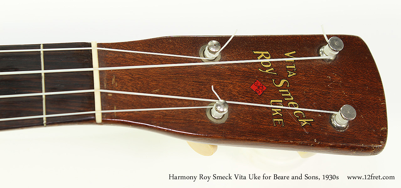 Harmony Roy Smeck Vita Uke for Beare and Sons, 1930s Head Front View