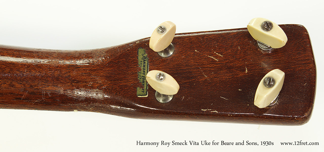 Harmony Roy Smeck Vita Uke for Beare and Sons, 1930s Head Rear View