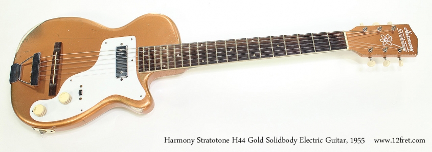Harmony Stratotone H44 Gold Solidbody Electric Guitar, 1955 Full Front View