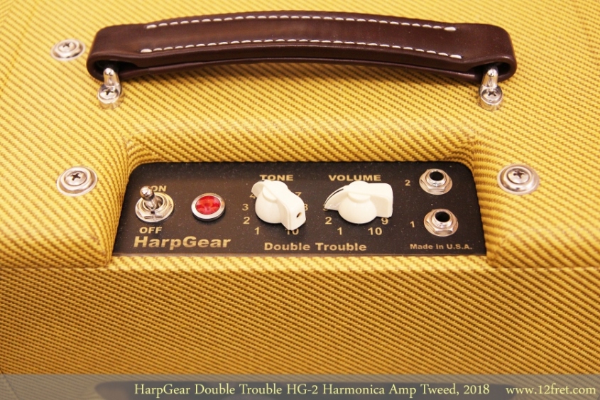 HarpGear Double Trouble HG-2 Harmonica Amp Tweed, 2018 Controls View