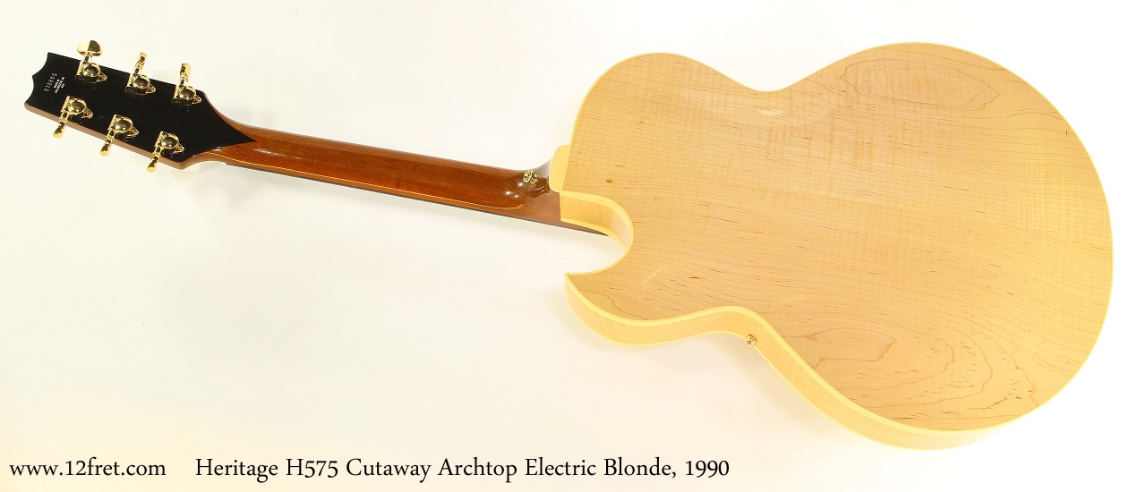 Heritage H575 Cutaway Archtop Electric Blonde, 1990 Full Rear View