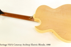 Heritage H575 Cutaway Archtop Electric Blonde, 1990 Full Rear View