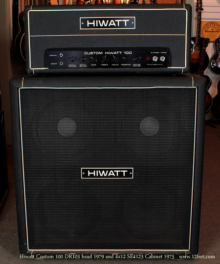 Hiwatt Custom 100 head 1970 with se4123 Cabinet 1979 stack front