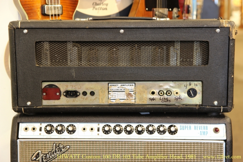 HIWATT Custom 100 DR-103 Tube Amplifier Head, 1981   Full Rear View