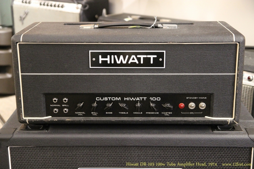 Hiwatt DR-103 100w Tube Amplifier Head, 1974  Full Front View