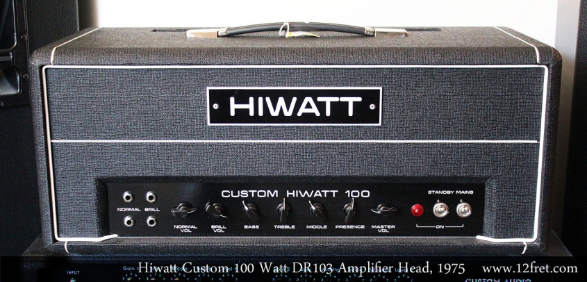 Hiwatt Custom 100 Watt DR103 Amplifier Head, 1975 Full Front View