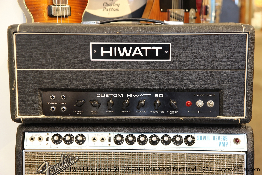 HIWATT Custom 50 DR-504 Tube Amplifier Head, 1974   Full Front View