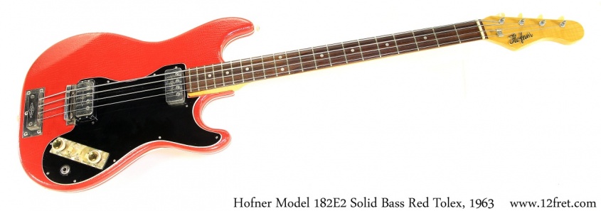 Hofner Model 182E2 Solid Bass Red Tolex, 1963 Full Front View
