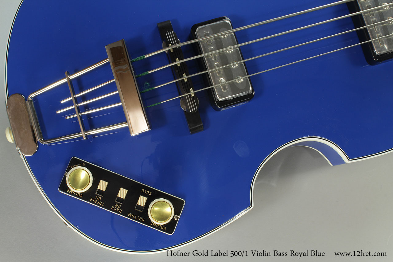 Hofner Gold Label 500/1 Violin Bass Royal Blue Controls