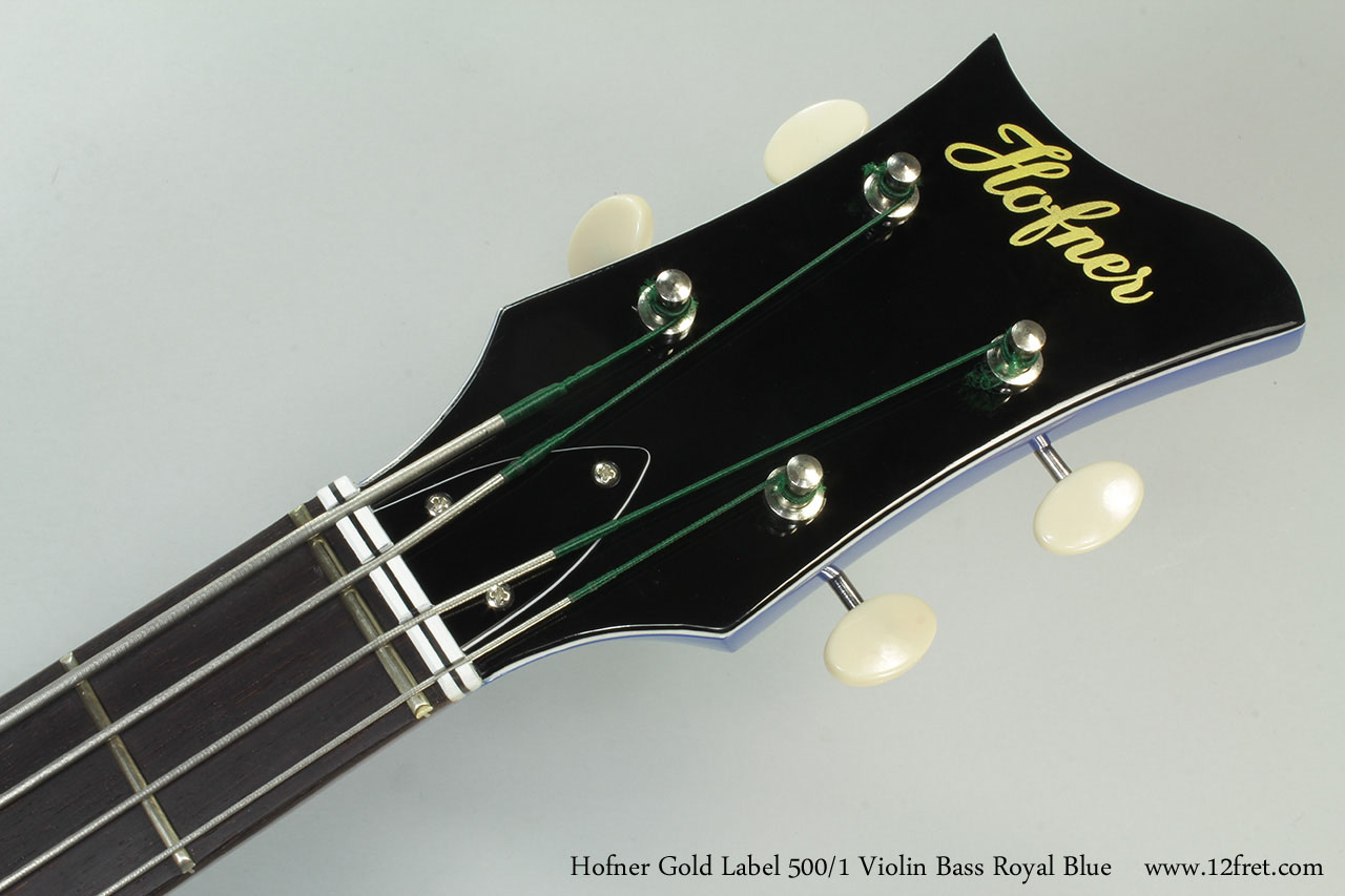 Hofner Gold Label 500/1 Violin Bass Royal Blue Head Front