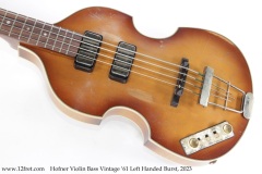Hofner Violin Bass Vintage '61 Left Handed Burst, 2023 Top View