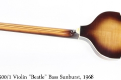 Hofner 500/1 Violin "Beatle" Bass Sunburst, 1968 Full Rear View