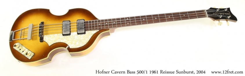 Hofner Cavern Bass 500/1 1961 Reissue Sunburst, 2004 Full Front View