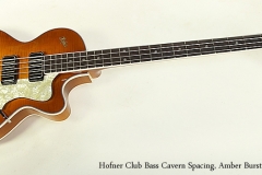 Hofner Club Bass Cavern Spacing, Amber Burst 2018 Full Front View