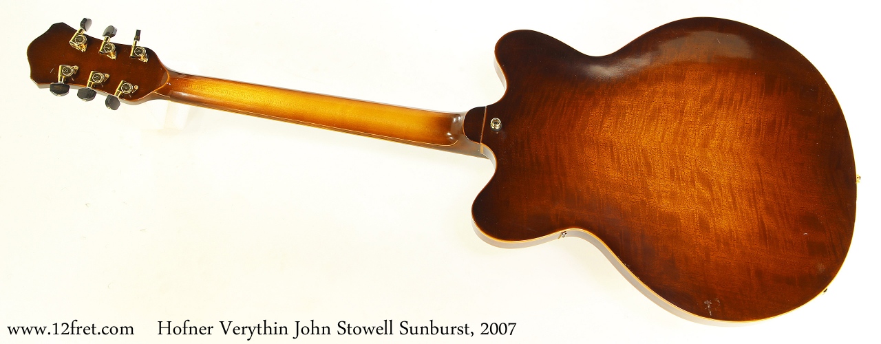 Hofner Verythin John Stowell Sunburst, 2007 Full Rear View
