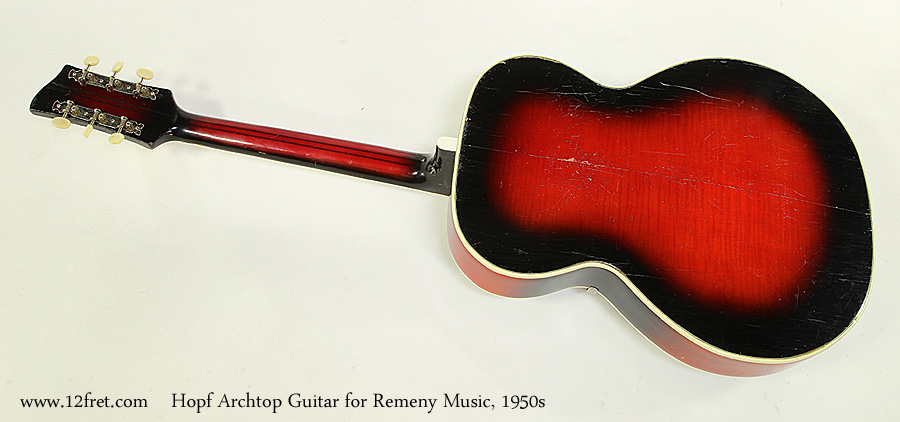 Hopf Archtop Guitar for Remeny Music, 1950s Full Rear View
