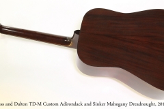 Huss and Dalton TD-M Custom Adirondack and Sinker Mahogany Dreadnought, 2014   Full Rear View