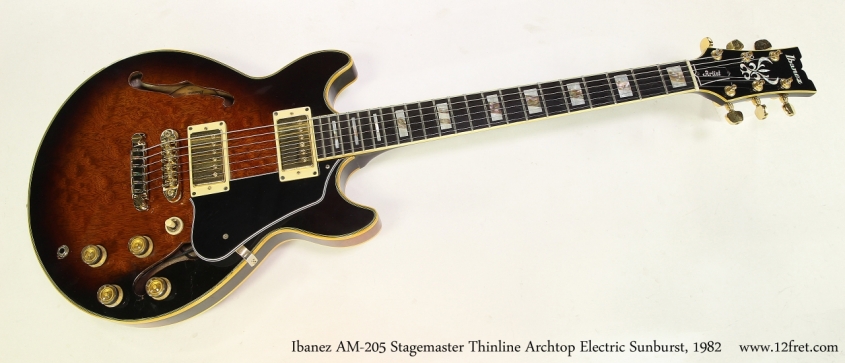 Ibanez AM-205 Stagemaster Thinline Archtop Electric Sunburst, 1982  Full Front View