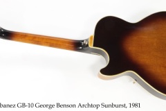 Ibanez GB-10 George Benson Archtop Sunburst, 1981 Full Rear View