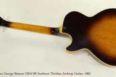 Ibanez George Benson GB10 BS Sunburst Thinline Archtop Guitar, 1983 Full Rear View