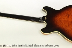 Ibanez JSM100 John Scofield Model Thinline Sunburst, 2009 Full Rear VIew