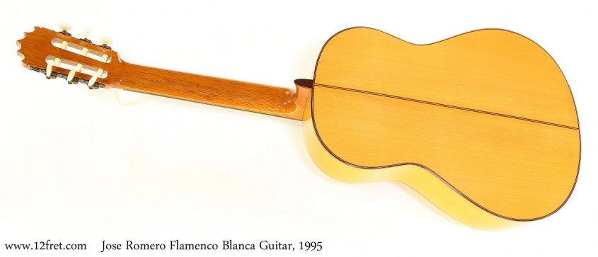 Jose Romero Flamenco Blanca Guitar, 1995  Full Rear View