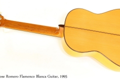 Jose Romero Flamenco Blanca Guitar, 1995  Full Rear View