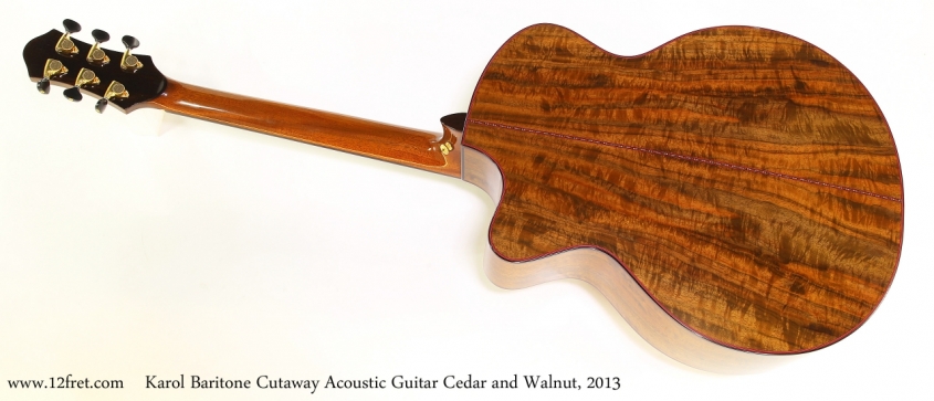 Karol Baritone Cutaway Acoustic Guitar Cedar and Walnut, 2013   Full Rear View