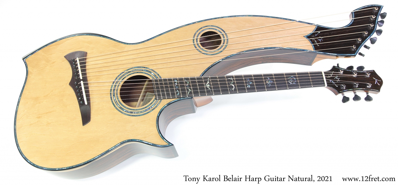 Tony Karol Belair Harp Guitar Natural, 2021 Full Front View