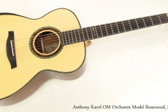 Anthony Karol OM Orchestra Model Rosewood, 2016  Full Front View