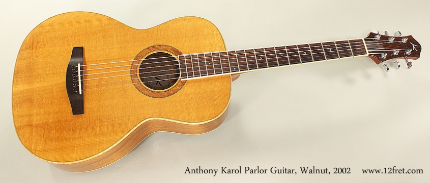 Anthony Karol Parlor Guitar, Walnut, 2002 Full Front View