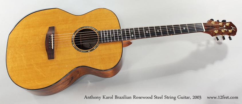 Anthony Karol Brazilian Rosewood Steel String Guitar, 2003 Full Front View