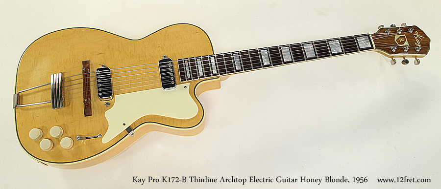 Kay Pro K172-B Thinline Archtop Electric Guitar Honey Blonde, 1956 Full Front View