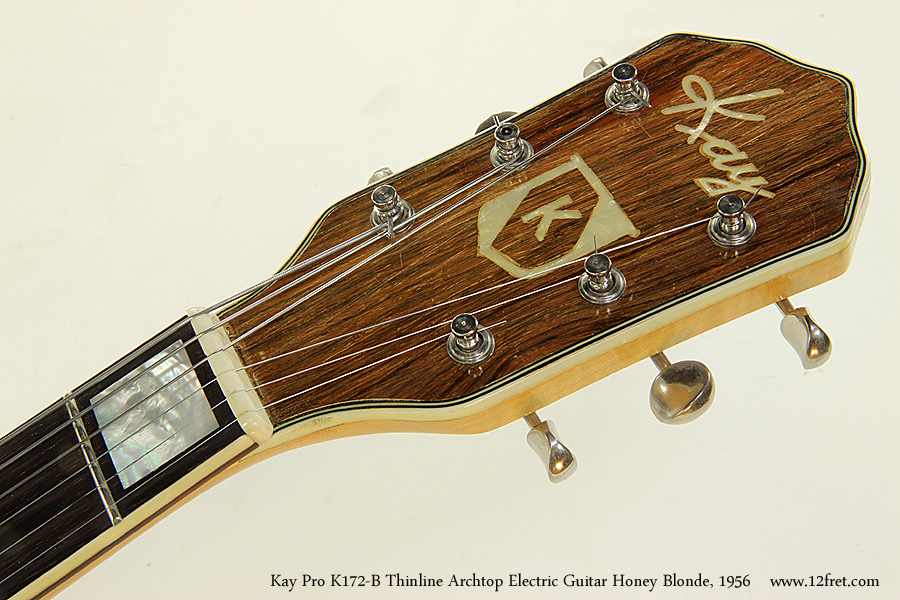 Kay Pro K172-B Thinline Archtop Electric Guitar Honey Blonde, 1956 Head Front View