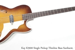 Kay K5920 Single Pickup Thinline Bass Sunburst,  1962 Full Front View