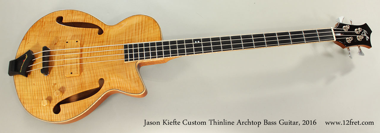 Jason Kiefte Custom Thinline Archtop Bass Guitar, 2016 Full Front View